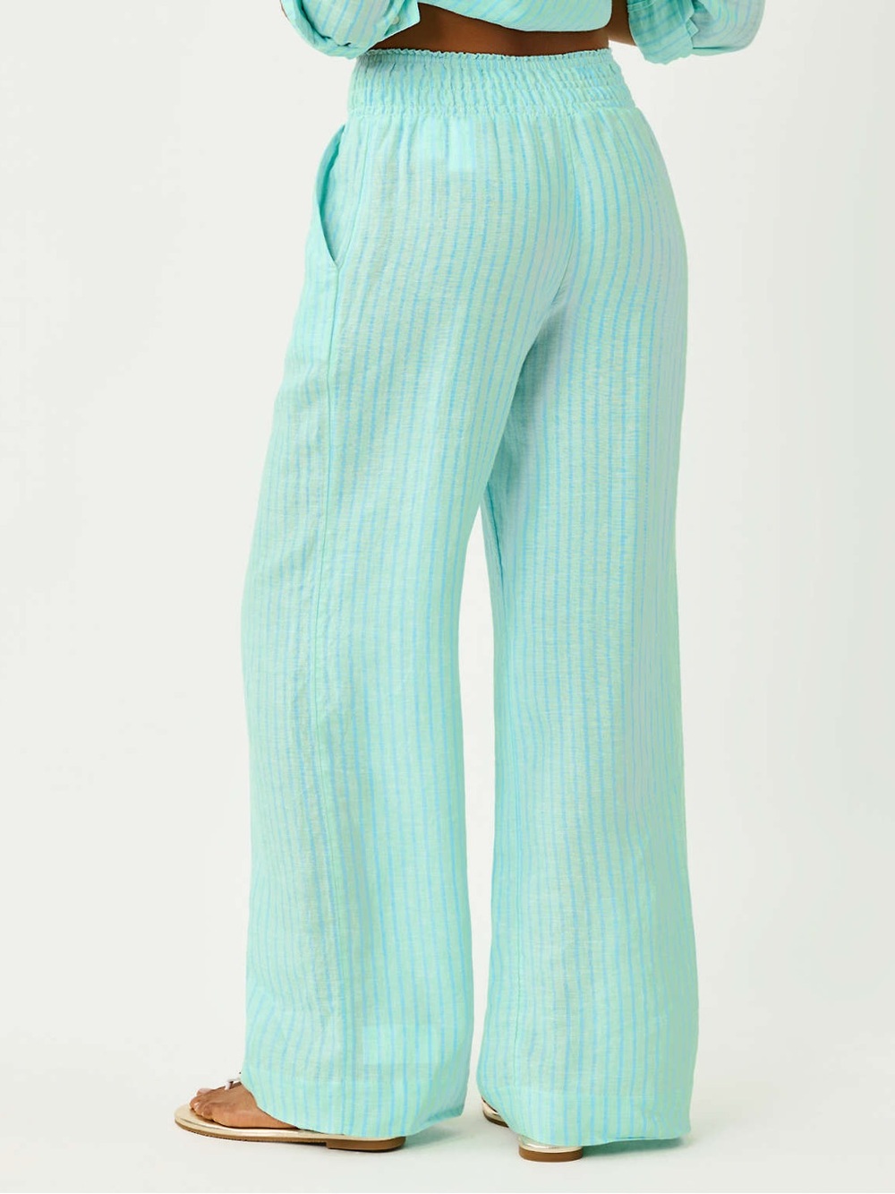 Lilly Pulitzer Light Blue Striped Wide Leg Pants